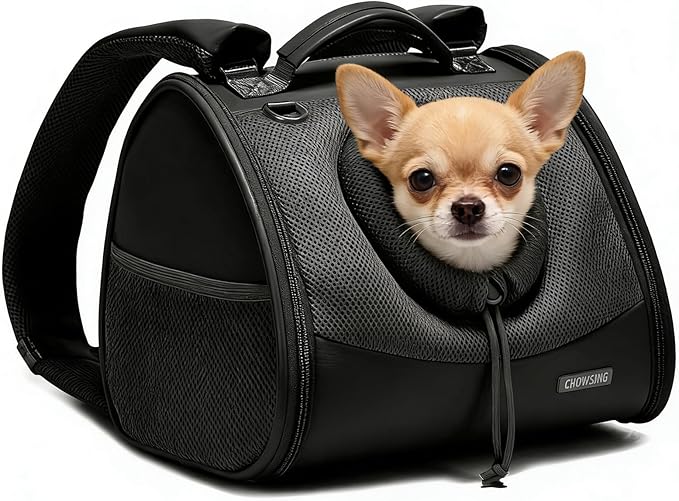 Pet Dog & Cat Chest Carrier Backpack,Adjustable Ventilated Carrier for Small Dogs Cats,Front Facing Puppy Carrier Backpack,Lightweight Doggy Backpack for Travel Hiking Outdoor (Black)