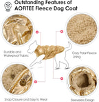 AOFITEE Dog Jacket, Dog Winter Coat, Warm Dogs Coat, Fleece Dogs Puffer Jacket, Windproof Waterproof Pet Snowsuit, Cozy Female Male Pet Snow Jackets Fleece Vest with Snap Closure, Gold, XL