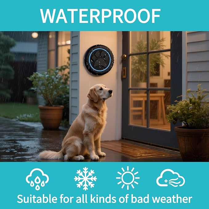 Wireless Dog Doorbell for Potty Training to Go Outside, Waterproof Pet Bell with 2 Touch Buttons and 1 Receiver, 1000 Feet Range, 60 Melodies & Adjustable Volume, White