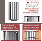 Glaf Extra Tall Pet Gate 63" Pressure Mounted Cat Door Safety Metal Cat Gate Adjustable Width Dog Door Auto-Close Dog Gates for Doorways, Stairs, Kitchen, Hallway (Black, 33.86-37.4")