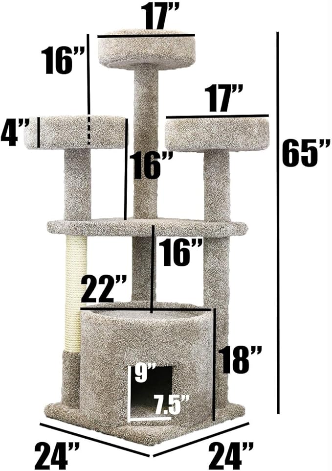 Cat Tree for Large Cats - Extra Large Cat House with Scratching Posts & Perches