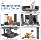 Cat Tree 70 Inches Cat Tower for Indoor Cats Multi-Level Cat Condo with Litter Box Enclosure,Scratching Posts for Indoor Cats (Ashy)