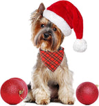 Christmas Dog Bandana, Christmas Red Plaid Man Triangle Bid Scarf for Girl Boy Dog, Cotton Pet Kerchief, Adjustable Winter Puppy Bandana for Small Medium Large Dogs Cats