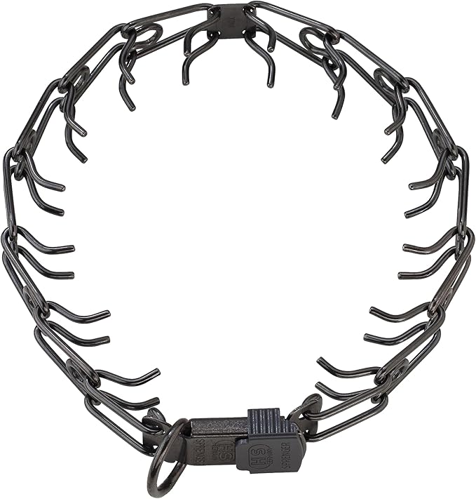 Herm Sprenger Black Stainless Steel Prong Dog Collar with ClicLock Buckle for Small Medium Large Dogs Ultra-Plus Training Pinch Collar with Quick Release Made in Germany
