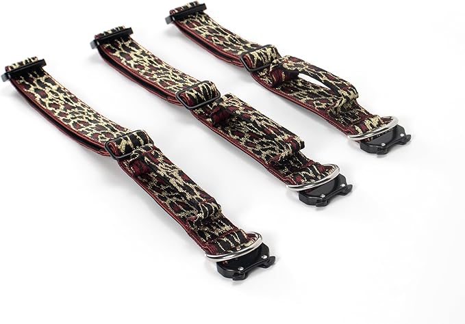 Heavy Duty Dog Collar with Unique Leopard Totem Design Adjustable Durable Nylon Collar, Metal Buckle for Large Dogs Bold Style for Training & Outdoor Adventures (Red Leopard M)