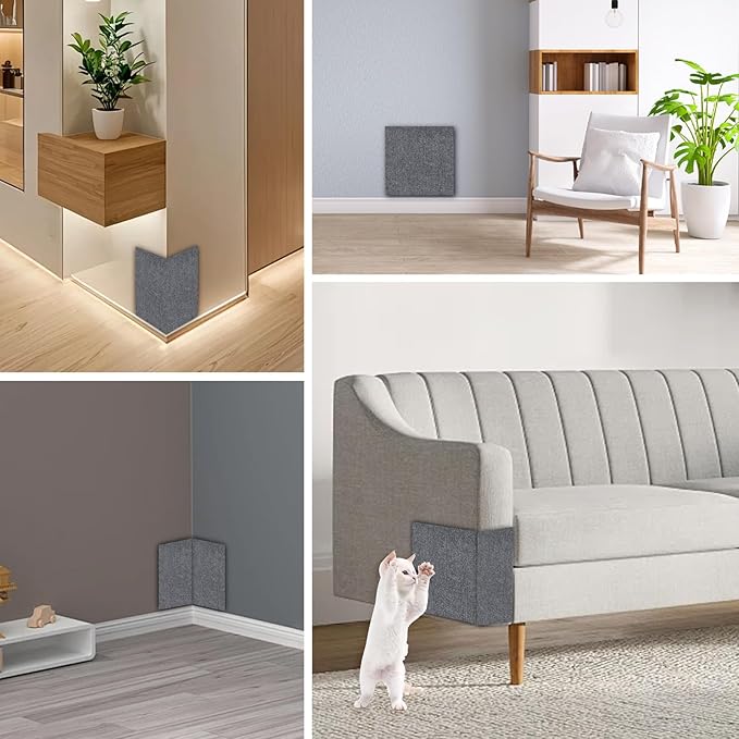 2 Pack Wall & Corner Cat Scratcher, 12X12 Inch Scratch Pad for Cats, Grey Carpet Corner Scratchers for Indoor Cats, Wall Mounted Cat Mat