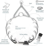 Herm Sprenger Prong Collar with Quick Release Cliclock Buckle & Biothane Insert & Swivel Ring | Chrome Plated Steel No Pull Dog Training Collar Made in Germany, Black 16in x 2.25mm Necks up to 13-14in