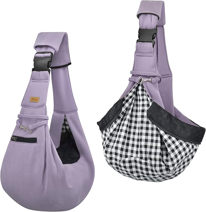 CUBY Dog and Cat Sling Carrier - Hands Free Adjustable Small Pet Sling - Soft Pouch and Tote Design - Suitable for Puppy, Small Dogs Cats Outdoor