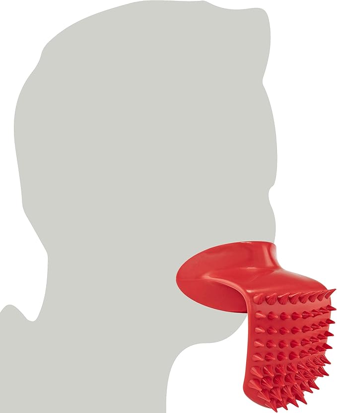 Lick'em Tongue Cat Scratcher Brush Combo Set – Funny Novelty Gag White Elephant Gift for Cat Lovers, Red, Model