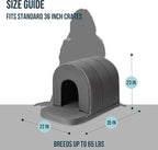 Orthopedic Dog House 2.0 - Outdoor Waterproof Dog Shelter w/Porch - Scratch Proof Indoor Pet House w/Egg-Crate Foam - Ideal for Large Breeds & Fits 36-Inch Crate - 35"x22", Charcoal