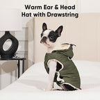 Fleece Lining Dog Hoodie with Harness Built in,Extra Warm Medium Dog Jacket in Winter Doggie Coats with Drawstring Hooded,Green XL