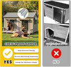 59" Large Dog House for 2 Dogs XL Wooden Dogs House Outdoor with Weatherproof Openable Roof, Window, All-Around Iron Frame, Removable Floor, Large Balcony