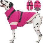Turtleneck with Sleeves Dog Coats for Medium Dogs-L| Jackets with Reflective Harness Built in,Water-Repellent & Windproof Snowsuit,Soft Warm Lining for Beagle Cold Protection(Rosered)