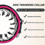 Martingale No Pull Dog Collar for Large Medium Small Dogs, Heavy Duty Nylon Reflective Adjustable Anti Pull Slip Collar with Buckle for Training Walking L Black Hot Pink
