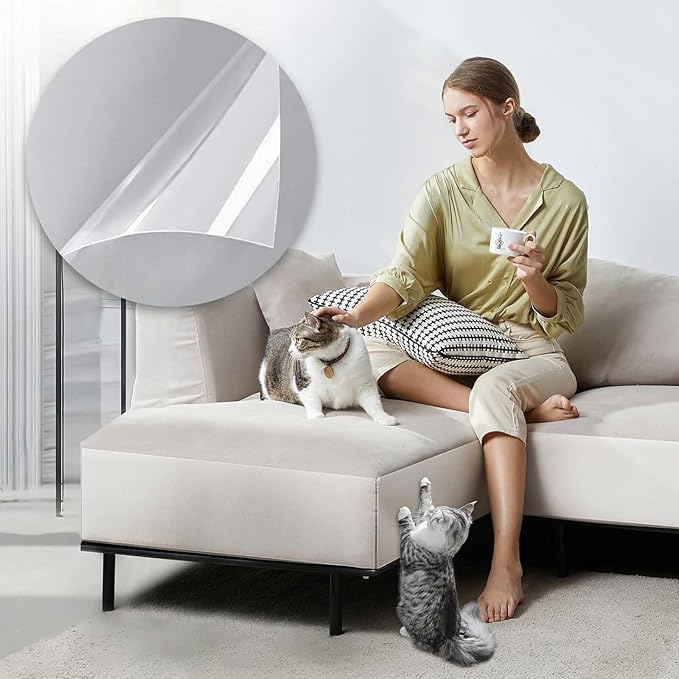 Anti Cat Scratch Furniture Protector, 18 Pack Single-Sided Sticky Couch Protector from Cat Claws, Couch Corner Protectors for Cats, Couch Cat Scratch Furniture Protectors from Cats Scratching,18x12in