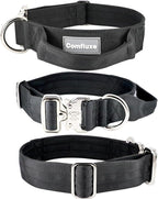 Tactical Dog Collar, 1.5" Wide Thick Heavy Duty Dog Collar with Handle, Soft Neoprene Padded Military-Grade Nylon Training Collar with Quick Release Metal Buckle for Medium Dogs(Black, M)