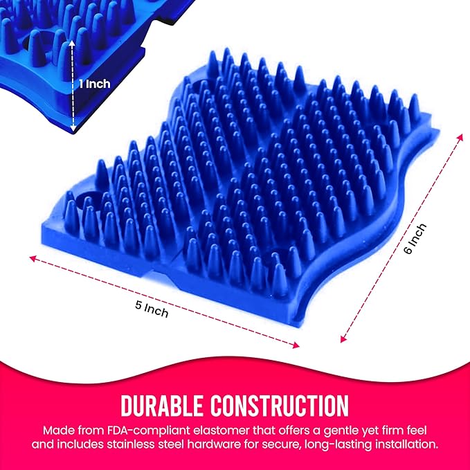 The Original ScratchnAll Animal Scratch Pad, Flexible Acupressure Nubs & Interlocking Design, Very Durable & All-Weather, Great for Domestic, Barnyard and Zoo Animals - USA Made, Blue