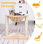17" Cat Tree Tower with Hammock for Indoor Adult Cat Tower with Scratching Post Sisal Cat Scratcher with Soft Perch Hammock Stable Cat Stand White