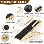 Dog Ramp for Couch, Bed or Car, Wooden 44" Long Pet Stairs for Small & Large Old Dogs & Cats, Hold up to 200lb, 5 Adjustable Height from 14.96" to 22", Portable Doggie Steps, Excellent Traction