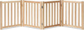 LZRS 4-Panel Wooden Free Standing Foldable Dog Gate Indoor – 24" High, Extra Wide Step-Over Safety Pet Gate for Doorways, Stairs, Hallways, Large Spaces & Playpen for Puppies Indoor Use, Natural