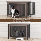 EasyCom Dog Crate Furniture for 1 or 2 Dogs, Heavy Duty Single/Double Dog Crates for Small/Medium/Large Dogs, Dog Kennel Furniture Indoor as TV Stand, Large Size 39.96" L(35-60 Pounds), Oak Grey