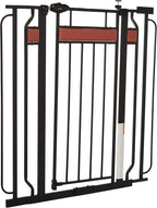 Regalo Safety 37" Extra Tall Baby Gate for Doorways & Bottom of Stairs, Wood Accent Pressure Mounted Gate with Door for Babies, Toddlers & Pets, Tested & Safe for 30 Years, American Designed and Owned