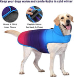 Dog Winter Coat, Waterproof Dog Jacket with Leash Hole, Reflective Adjustable Pet Snow Vest, Warm Fleece Sweater for Small Medium Large Dogs - Gradient Blue, 3XL