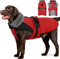 MIGOHI Comfortable Large Dog Coat - Waterproof Dog Coat with Reflective Strips,Windproof XXL Dogs Jacket with Warm Turtleneck, Snow Coats for Large Dogs,Labrador Golden Retriever,2XL,RedBlack