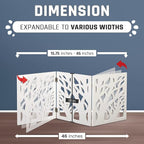 Bundaloo Freestanding Dog Gate Expandable Decorative Wooden Fence for Small to Medium Pet Dogs, Barrier for Stairs, Doorways, & Hallways