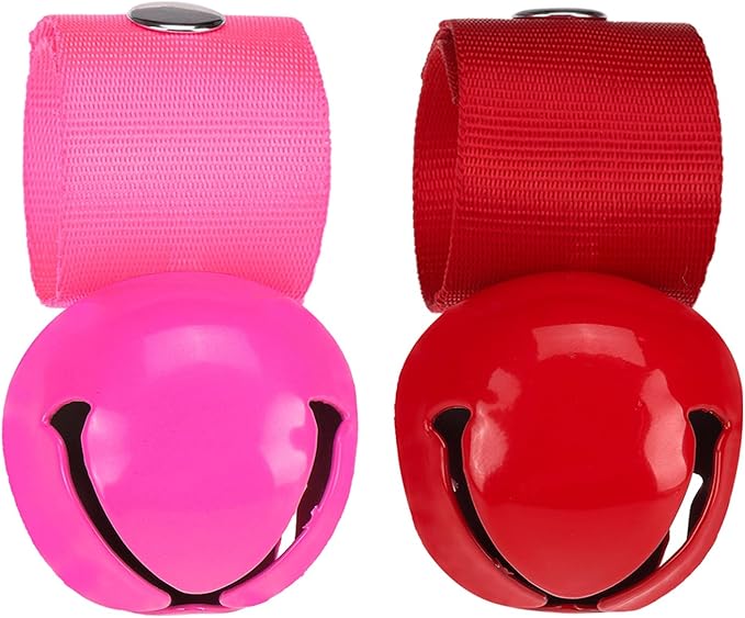 SCENEREAL Large Bell for Dog Collar, 2 Pack 1.5" Extra Loud Collar Bells for Cats and Dogs Training, Hiking, Walking, Hunting, Pet Tracker, Pet Bell for Save Wildlife and Birds Red | Pink