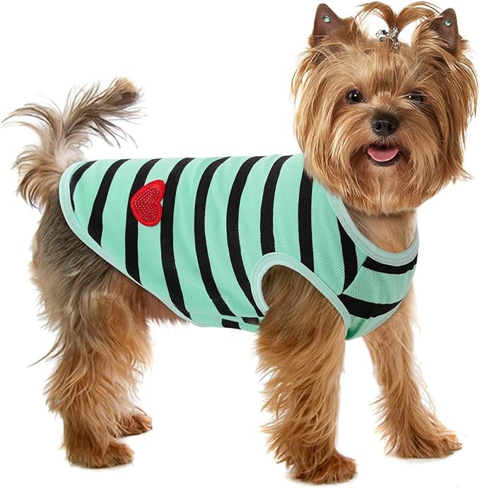 Dog Shirts for Small Dogs, Striped T-Shirts Pets Vest Pet Apparel Tee Shirts Dog Tank Top Spring Summer Suitable for Chihuahua French Bulldog Bichon Shih Tzu