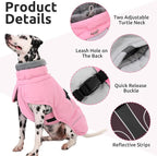 Queenmore Dog Coats for Large Breeds, Doggie Snow Jacket, Adjustable Easy On Dog Winter Jacket for Large Dogs, Waterproof Cold Weather Pet Coat, Pink, L