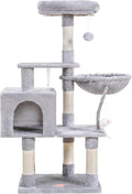 Heybly Cat Tree with Toy, Cat Tower Condo for Indoor Cats, Cat House with Padded Plush Perch, Cozy Hammock and Sisal Scratching Posts, Light Gray HCT004W