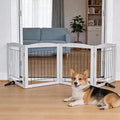Dog Fence Indoor,Dog Gate Indoor for Doorway pet gate -4-Panel Freestanding, Hallways, House or Stairs -80x24-Inch Retractable Foldable Expandable Wood Pet by SFJC (Grey) ﻿