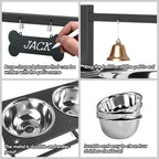 SHAINFUN Elevated Dog Bowl Stand with 4 Stainless Steel Bowls (58oz) & 1 Slow Feeder, 9 Height Adjustable Raised Dog Bowl from 4.9" to 14.5" for Large Dogs & Multi-Pet Homes