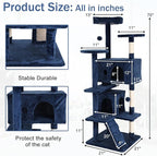 Cat Tree 70 Inches Cat Tower for Indoor Cats Multi-Level Cat Condo with Litter Box Enclosure,Scratching Posts for Indoor Cats (Navy Blue)