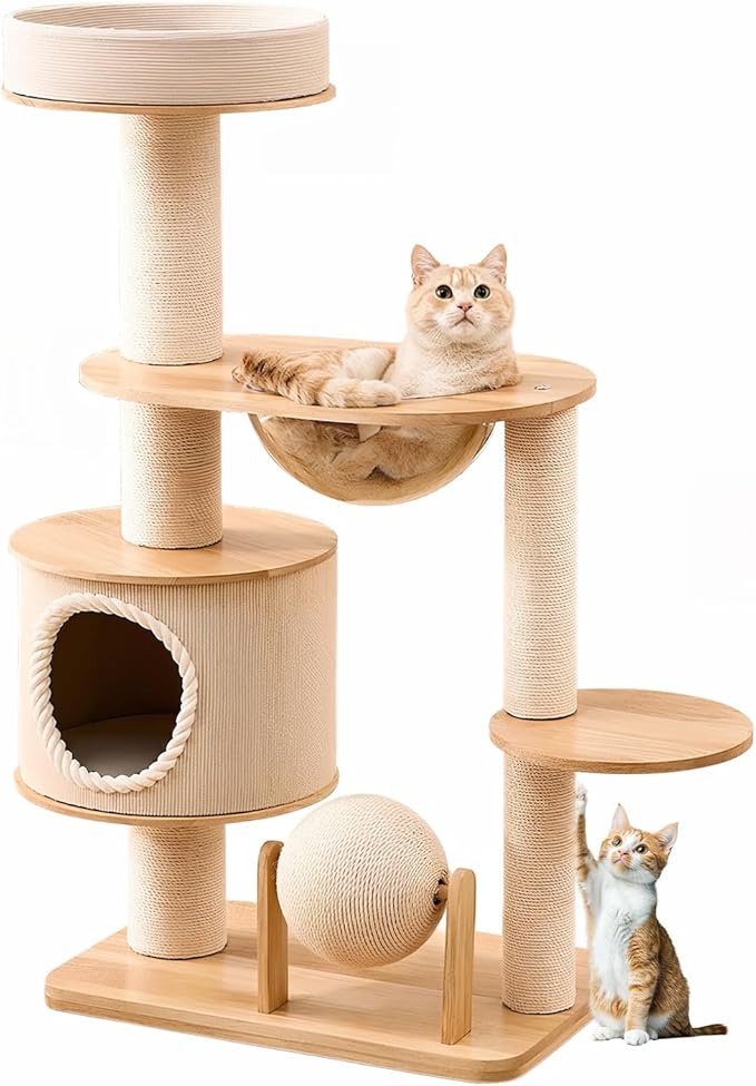 Generic Cat Tree Tower Integrated Wood Cat Nest Climbing Frame with Scratching Post Cats House Pet Toy Pet Supplies Climbing Frame