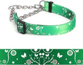 Martingale Dog Collar - Stainless Steel Chain, No Pull Training Collar with Flower Design for Large Medium Small Dogs (8, S)