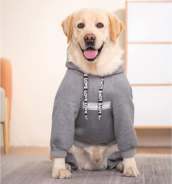 Dog Hoodies Winter Coat for Large Medium Dogs, Pullover 8 Legs Warm Coat Hooded Sweatshirt, Fleece Hoodie for Cold Weather (Grey, 3X-Large)