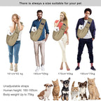 CUBY Dog and Cat Sling Carrier - Hands Free Reversible Pet Papoose Bag - Soft Pouch and Tote Design - Suitable for Puppy, Small Dogs Cats Outdoor Travel(Khaki, Unadjustable Strap)