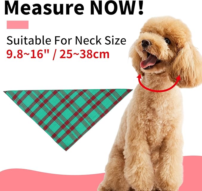 Segarty 10 Pack Dog Bandanas Triangle, 22.8"x15.7" Washable Plaid Bibs Accessories Bulk for Small Medium Dogs Cats Large Puppy, Adjustable Pet Scarf Reversible Boy Pets Birthday Kerchief
