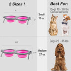Loving Pets - Bella Roma Double Diner Portable Travel Dog Bowls Collapsible Combined Dog Food & Water Bowls (Pink, Medium)