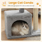 PETSITE 19.5-inch Small Cat Tree, with Sisal Scratching Post, Interactive Hanging Ball, Comfy Condo, and Spacious Top Perch, Ideal for Indoor Cats and Kittens (Grey)
