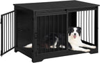39.3" Dog Crate Furniture with Barn Door, Heavy Duty Dog Kennel Indoor with 2 Doors, Wooden Pet Cage End Table for Large Small Medium Dogs, Anti-Chew Anti-Escape, Black DFC02304B