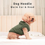 Fleece Lining Extra Warm Dog Hoodie in Winter for Small Dogs Jacket Puppy Coats with Hooded Green M