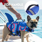 ASENKU Dog Life Jacket, High Grade Polyester Oxford Nylon, Quick Drying, Proper Drainage, Shark Design, for Small Dogs, Blue Bandhnu