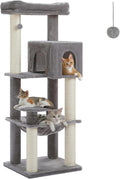 PETEPELA 58" Large Cat Tree for Big Adult Cats up to 25 lbs, Heavy Duty Cat Tower w/Extra-Thick Scratching Posts [φ3.9”], XL Hammock & Spacious Condo, Study Cat Furniture for Maine Coons, Grey