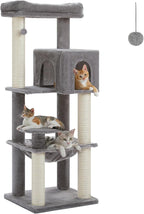 PETEPELA 58" Large Cat Tree for Big Adult Cats up to 25 lbs, Heavy Duty Cat Tower w/Extra-Thick Scratching Posts [φ3.9”], XL Hammock & Spacious Condo, Study Cat Furniture for Maine Coons, Grey