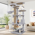 Tall Cat Tree 78.8in, Patent Fabric Multilevel Cat Tower for Adult Cats, Climbing Tree House and Towers with Condo Hammock Scratching Post Large Platform Wide Base