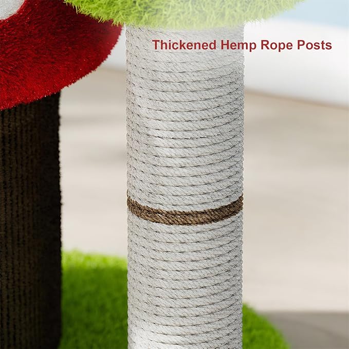 30.7" Modern Cat Tree Tower with Mushroom-Themed House and Sisal Scratching Posts, Suitable for Indoor Use and Multi-Cat Households